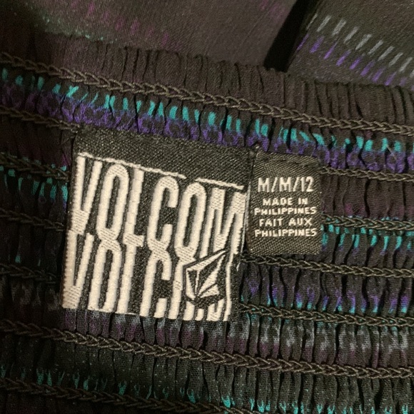 Volcom Summer Dress Navy Blue Black Stripes M - Picture 13 of 15